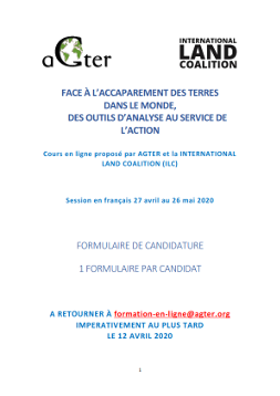 Formulaire de candidature pour le cours AGTER ILC sur les accaparements d'avril 2020 {Word}